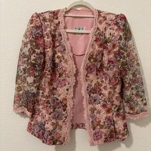 Vintage Lace Floral Blazer